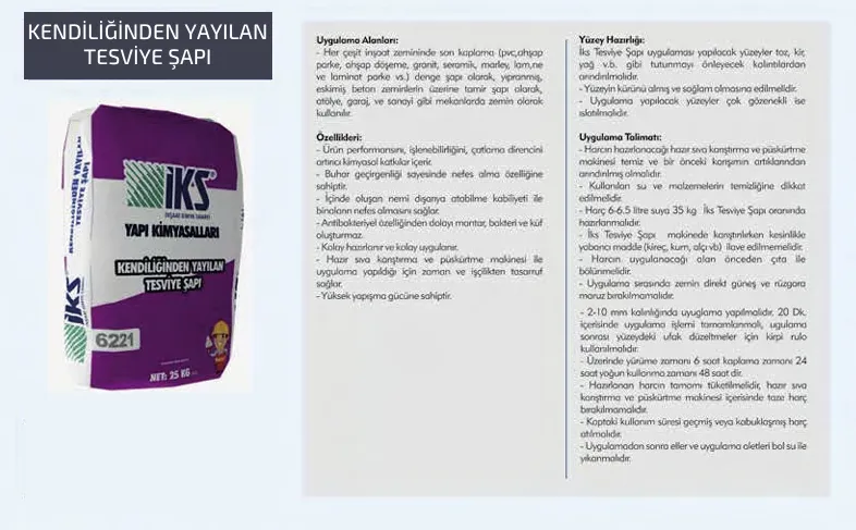  KENDİLİĞİNDEN YAYILAN TESVİYE ŞAPI