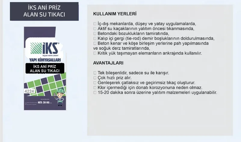  İKS ANİ PRİZ ALAN SU TIKACI